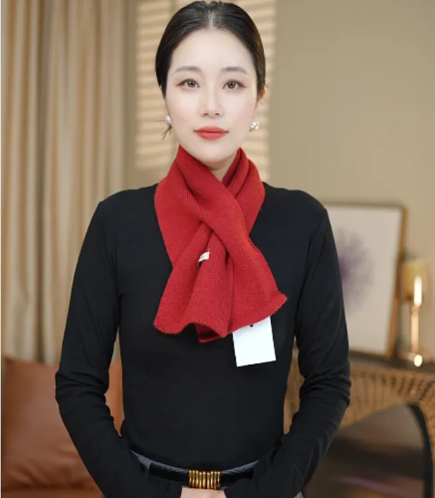【加长版】2025秋季新款百搭时尚针织羊毛短款围领纯色围巾男女同款
