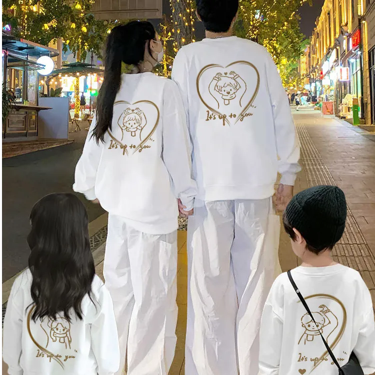 高端亲子外套装一家三四口2025春秋冬炸街款母女子卫衣班服全家福