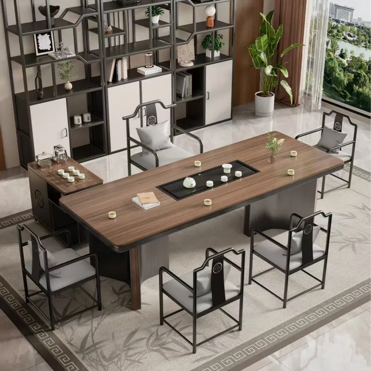 【茶屿】高端木纹岩板奢石茶台茶桌椅客厅办公室现代简约高端茶桌
