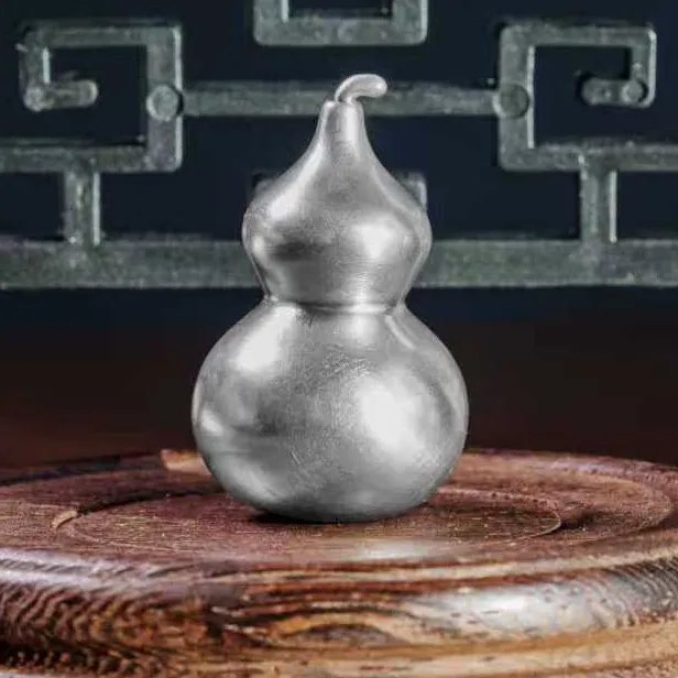 风雅棠 足银银制品 小葫芦光银制品做旧个性坠链素款手工复古