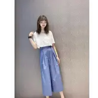 不支持退款/薄款高腰显瘦立体褶七分阔腿裤宽松百搭休闲裤1100405