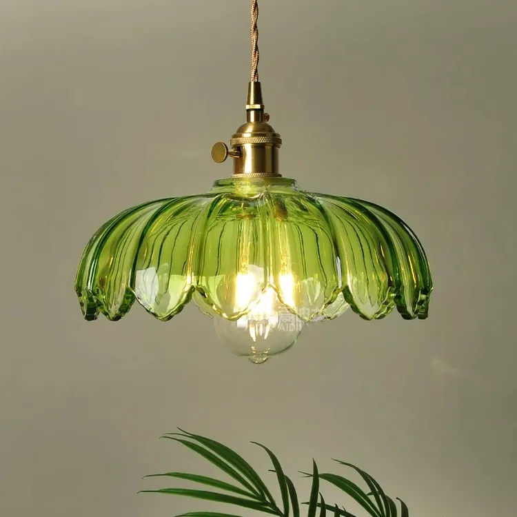 绿萝民国怀旧艺术灯具民宿餐厅吧台咖啡厅绿色玻璃全铜复古吊灯