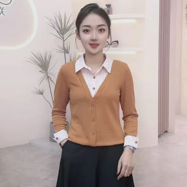 秋季极简风单排多扣套头条纹翻领清冷系高级感衬衫长袖时尚女装