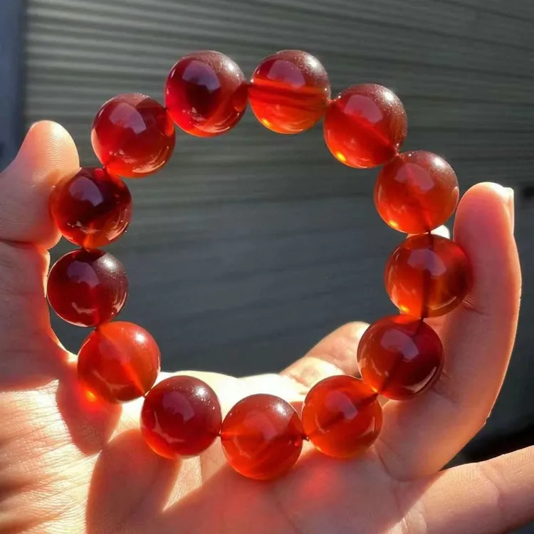 【绘世】天然缅甸琥珀棕红珀黑加仑圆珠紫罗兰手串20mm紫杉醇时尚