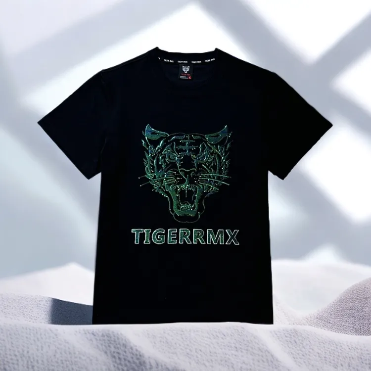 【高定系列】TIGERRMX潮牌新款重工珠片绣短袖男士轻奢轻奢痞帅男装