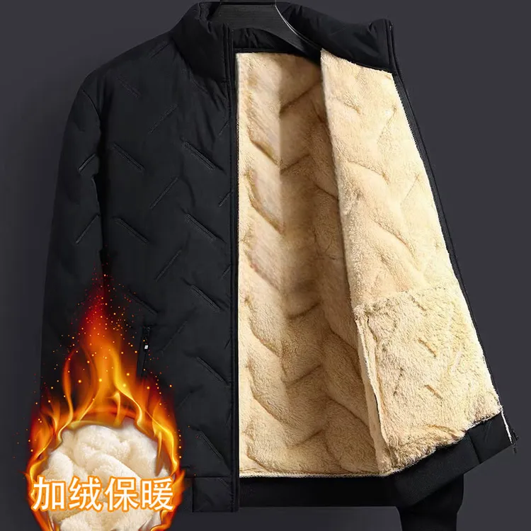 【防风/防水/防污/】冬季三层加绒加厚立领保暖宽中老年大码男棉服