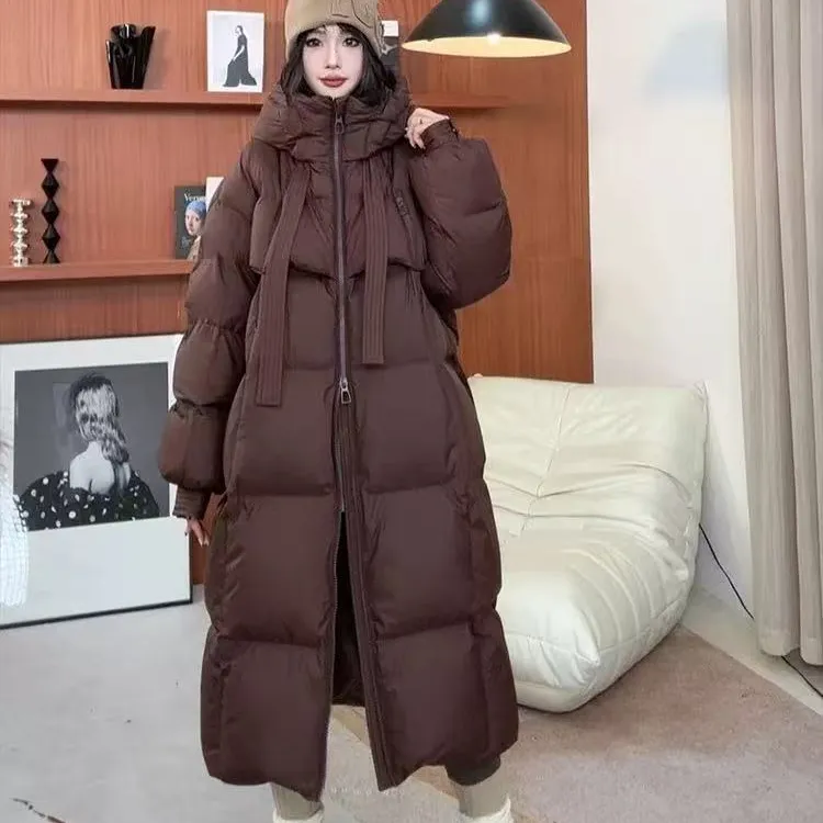 反季清货 2025年新款飘带款长款羽绒服女HRRR