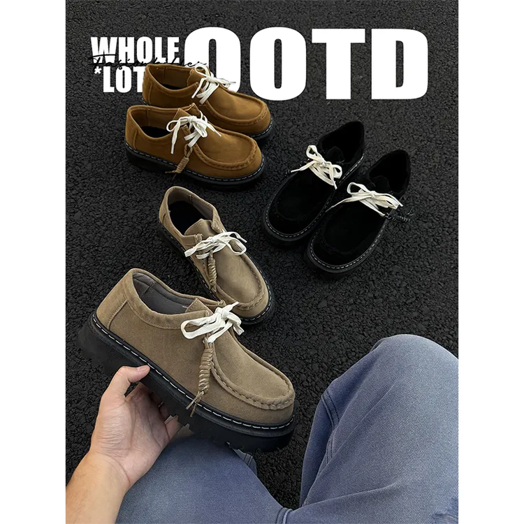 NewRockStarChoppa袋鼠鞋新款厚底德比鞋 日系复古休闲工装潮鞋