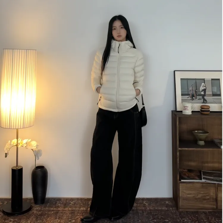 小ban 复古90白鸭绒排骨羽绒服冬季轻薄男女同款防寒连帽外套