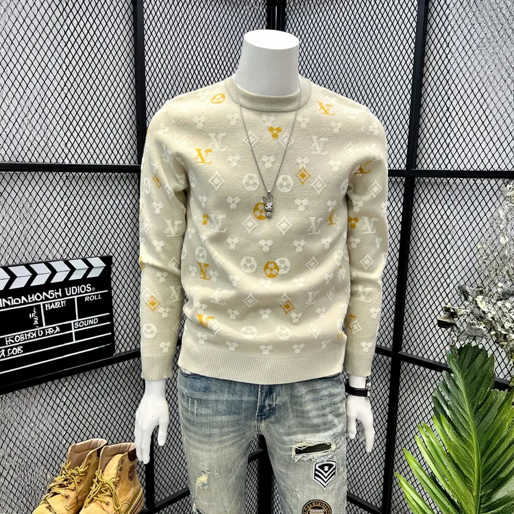 痞帅提花毛衣男潮牌青年内搭线衣打底衫2025新款秋冬季潮流针织衫