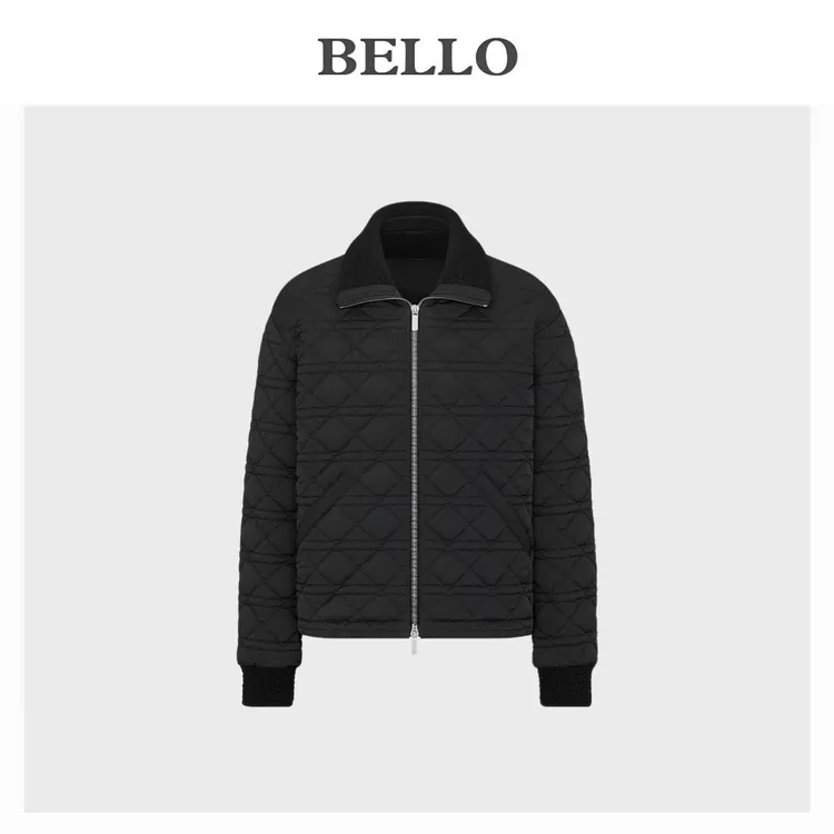 畅畅Bello D*R专柜同款简约时尚蚕丝棉腾格纹夹克EXHM9927