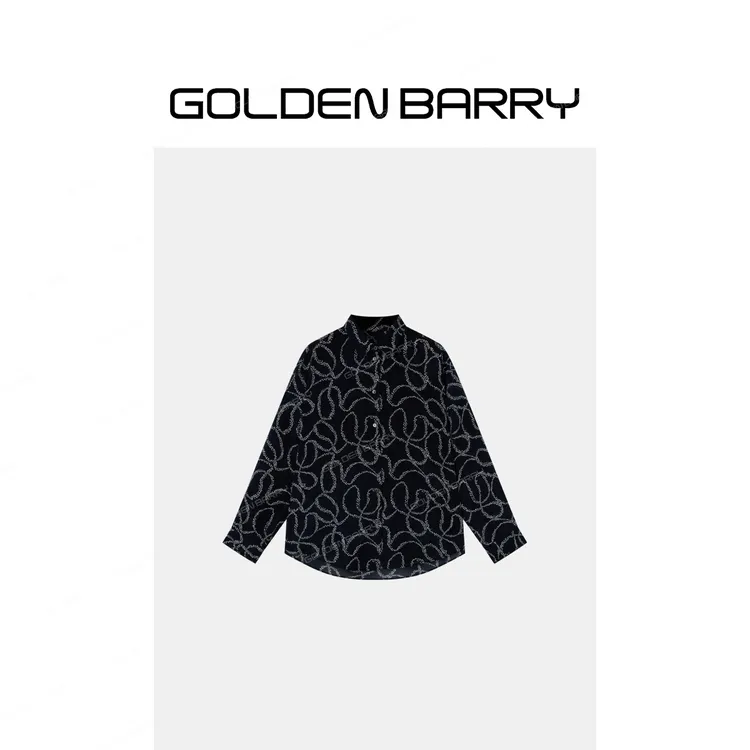 GOLDENBARRY「银萦链影」翻领小香风衬衣216004