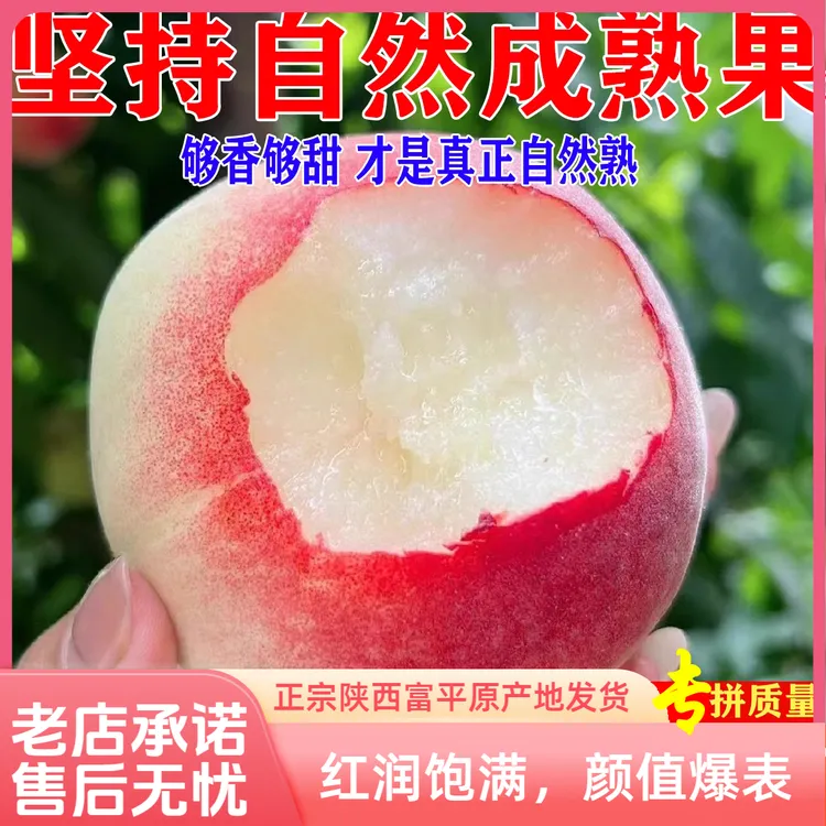 陕西水蜜桃新鲜采摘时令水果软硬两吃桃香浓郁3-5斤顺丰/京东包邮