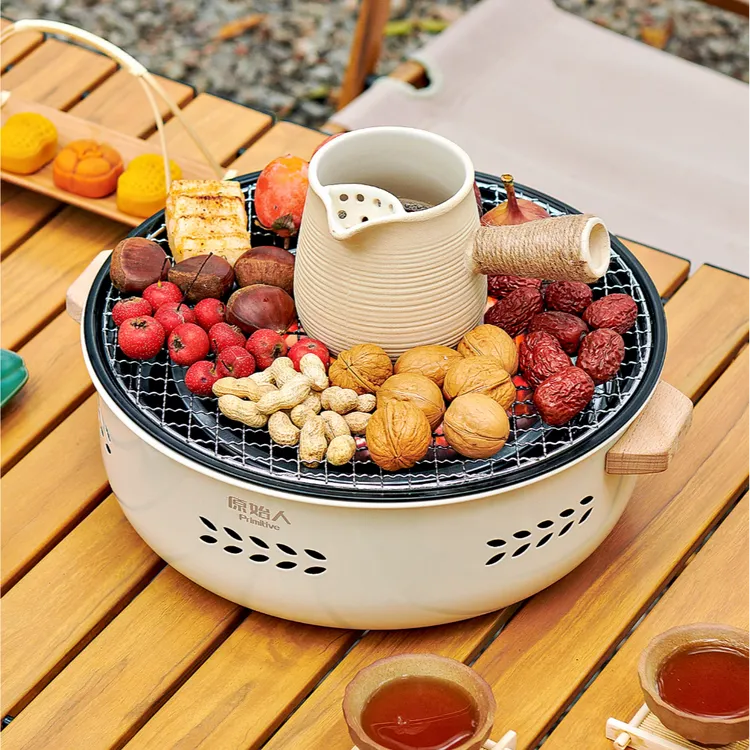 【原始人食悦围炉】C烤火盆烧烤架户外取暖炉室内烧烤炉炭围炉煮茶