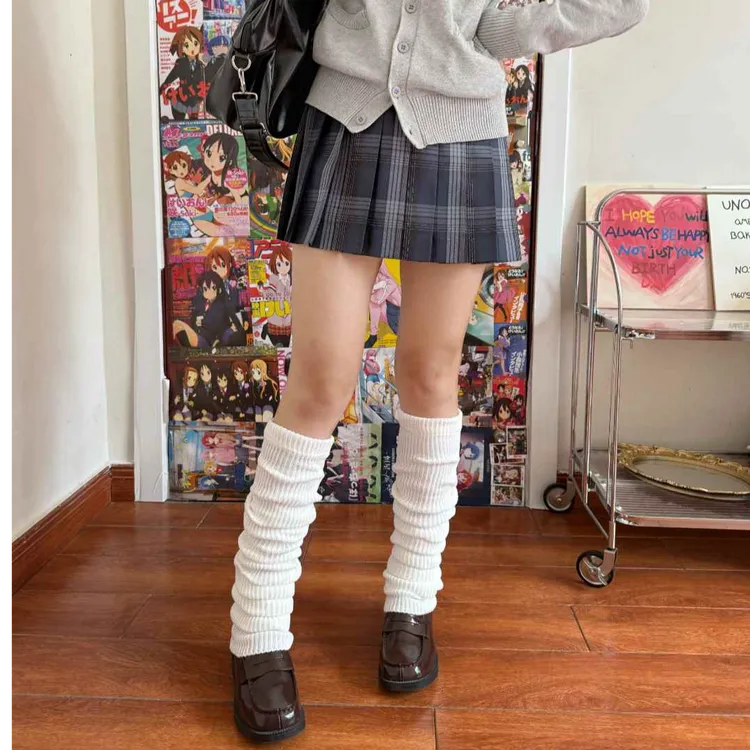 【不连脚的大象袜】加长堆堆袜套白色针织腿套过膝黑色堆堆JK穿搭