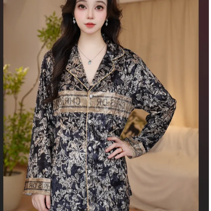 DAVINCIART达芬奇密码黑蝴蝶新款金砖绒高档睡衣保暖舒适家居服