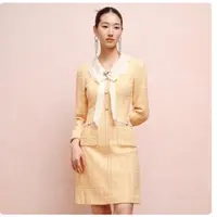 【晨粉专享价】拉珂蒂法式羊毛格纹花纱连衣裙珠片钉珠裙子