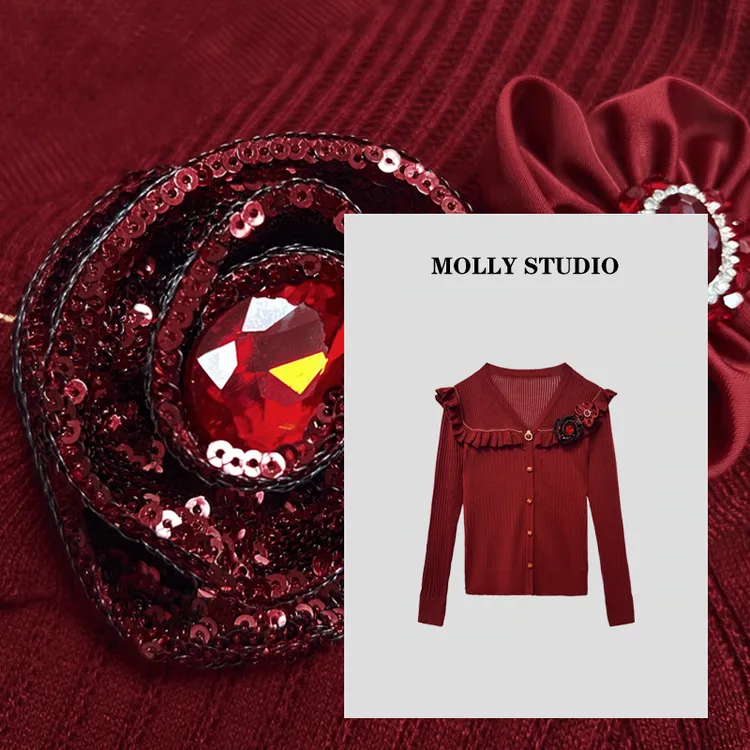 【女神风范】Molly 时尚气质简约显瘦 针织上衣 修身秋冬M2025606