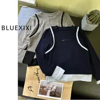 【BLUEXIXI】休闲风长袖圆领韩版字母吸汗女2025507