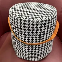 轻奢手提凳家用小凳子矮凳客厅圆凳简约茶几凳创意千鸟格换鞋凳