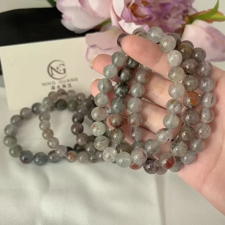 天然兔毛水晶手链女款简约时尚能量石配饰情侣款