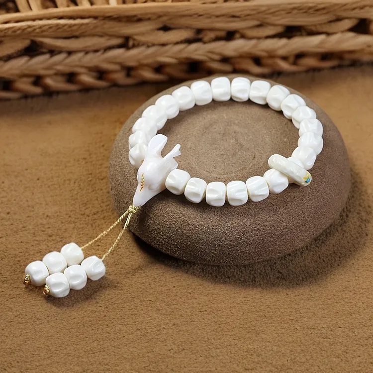 非金属布艺手链 天然鹿角手串雕刻百香籽手持念珠时尚百搭男女款