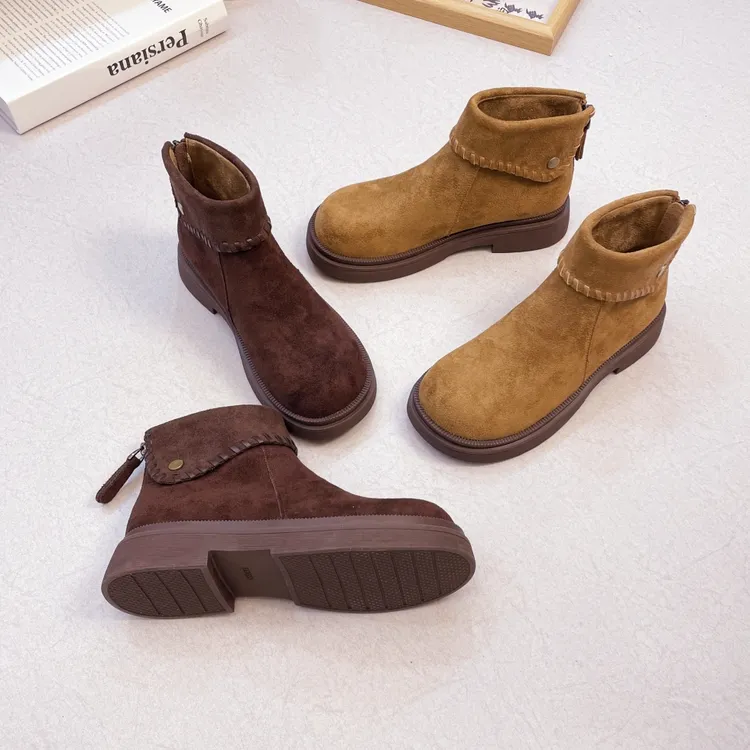 复古短靴女款2025新款爆款厚底休闲百搭时尚小短靴防滑软底马丁靴