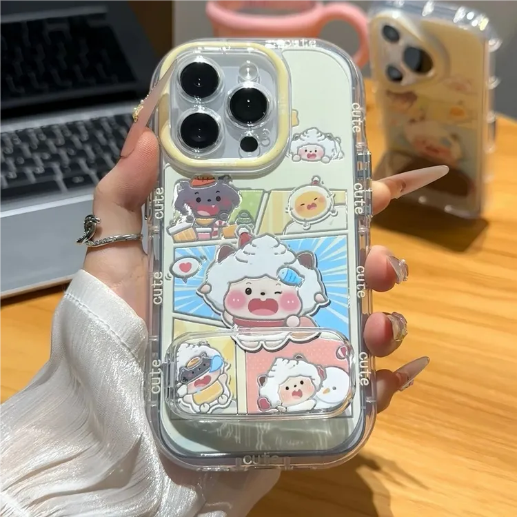 适用iPhone16/15卡通懒羊羊羽纱手机壳小米15/14带支架红米K80