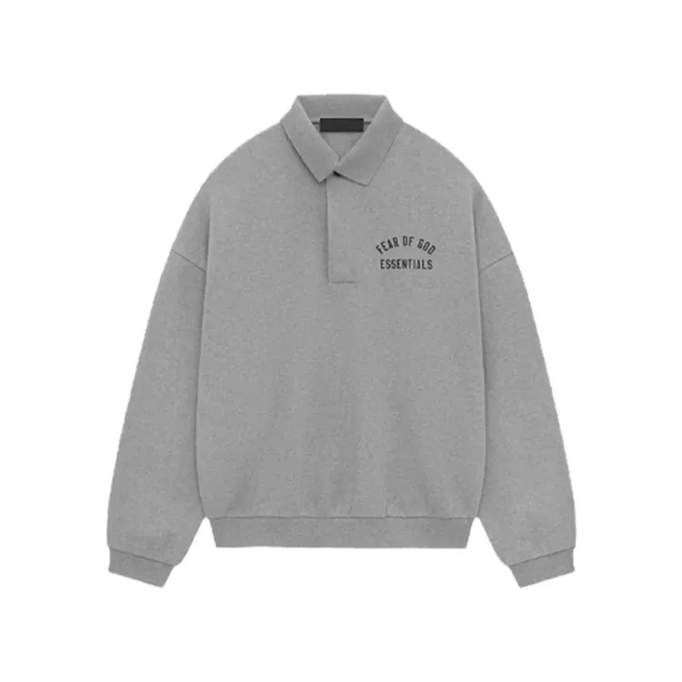 ESSENTIALS秋冬款POLO领翻领印花美式加绒男女卫衣秋冬宽松套头