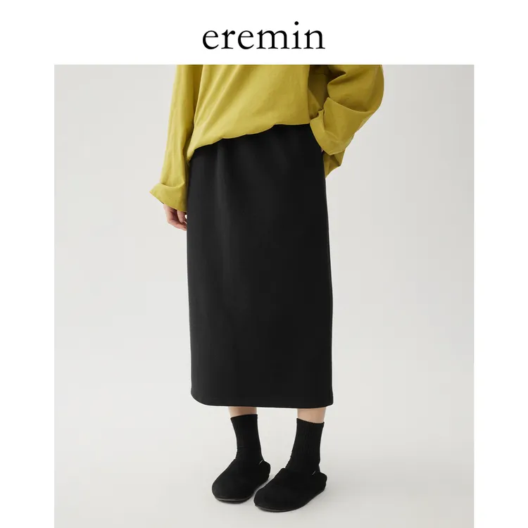 DE Mincollection肌理半裙/显瘦百搭空气感银狐绒抽绳半身裙56037