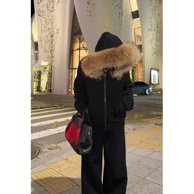 LA CALLA 100貉子毛桑蚕丝羊毛皮草巴掌脸外套BL-WV8073