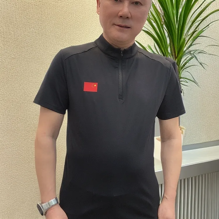 半拉链短袖运动T恤速干透气立领训练服男女跑步健身夏季