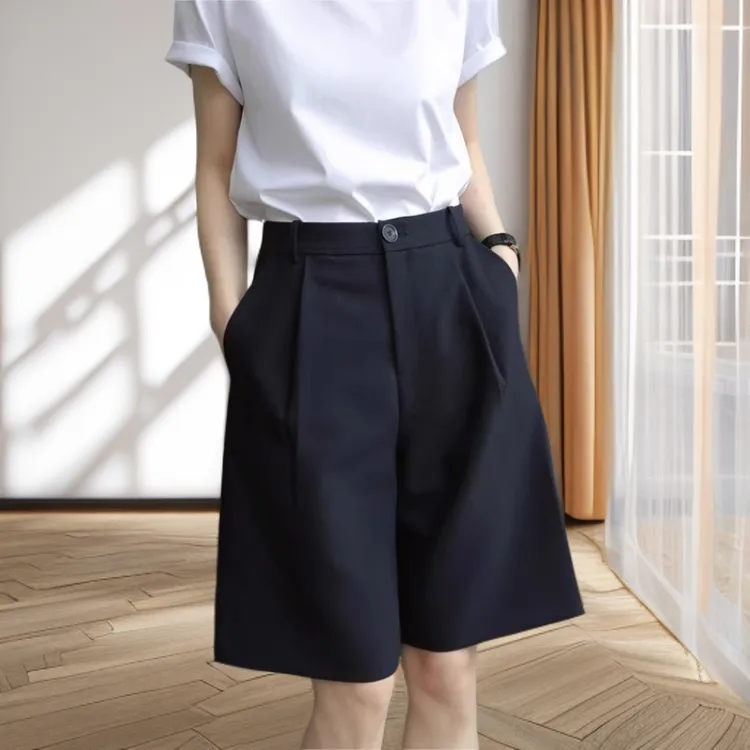 新款高腰阔腿裤夏季五分裤中长显瘦五分裤女款韩版爆款2025新款