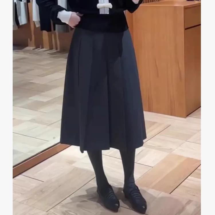 【高品质】2025秋冬新款高腰显瘦气质百褶大摆半身裙裙#7727-1