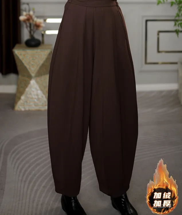 冬季新款时尚洋气加绒加厚保暖休闲裤