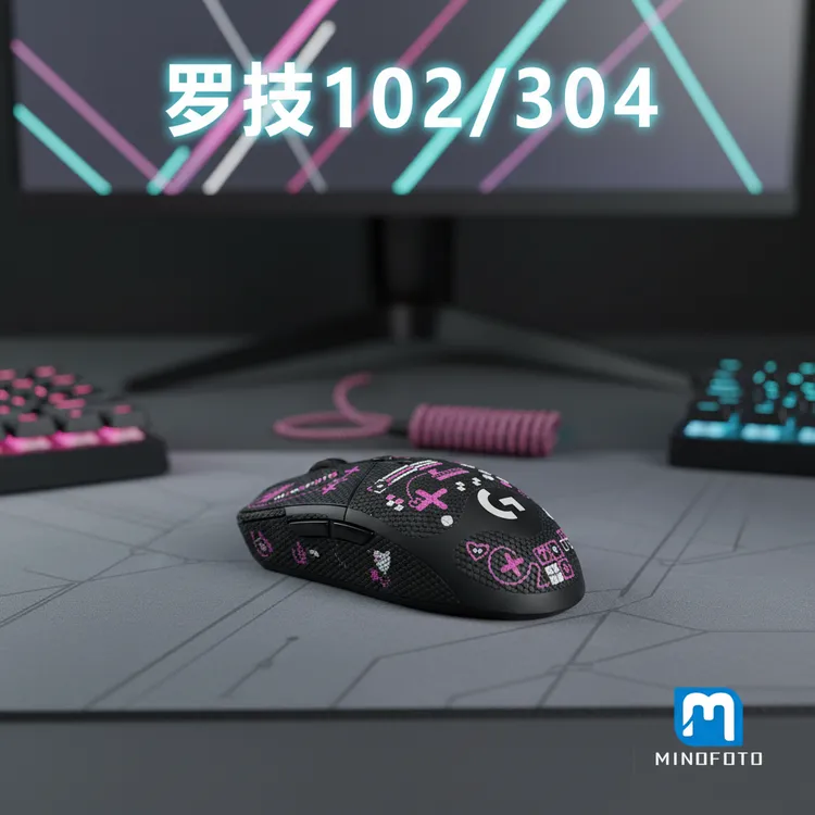 米拓游戏鼠标防滑贴适用罗技G304/G102鼠标全覆盖防滑贴鼠标