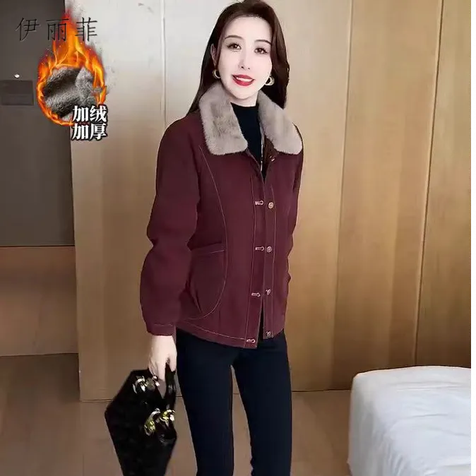 纯色时尚休闲加绒外套女2025年冬季新款气质锦纶百搭显瘦夹克上衣