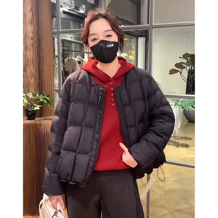 2025冬季爆款圆领白鸭绒羽绒服女装高级感新款高级感短款保暖外套