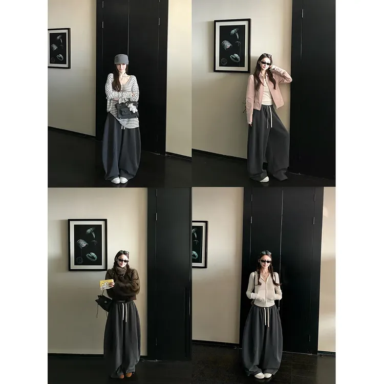 VUMP jennie同款“韩女糯糯裤”人手两件！软垂巨显瘦抽绳弯刀卫裤女