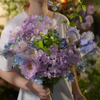 紫烟花束露莲洋牡丹鸢尾葱球仿真花花束浪漫紫色系花束