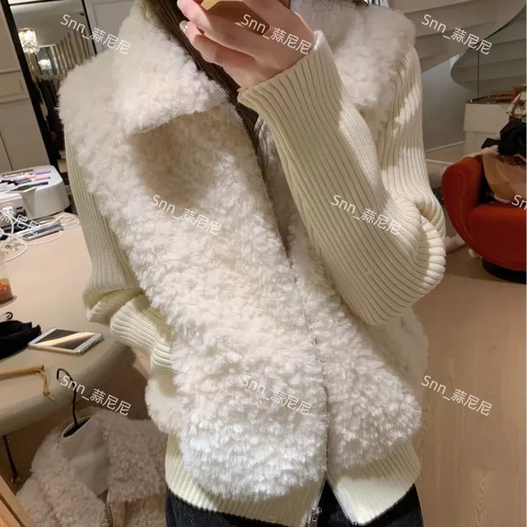 新【溯源码羽绒】这一版是最显瘦的加厚针织羊羔秋冬外套女25W626