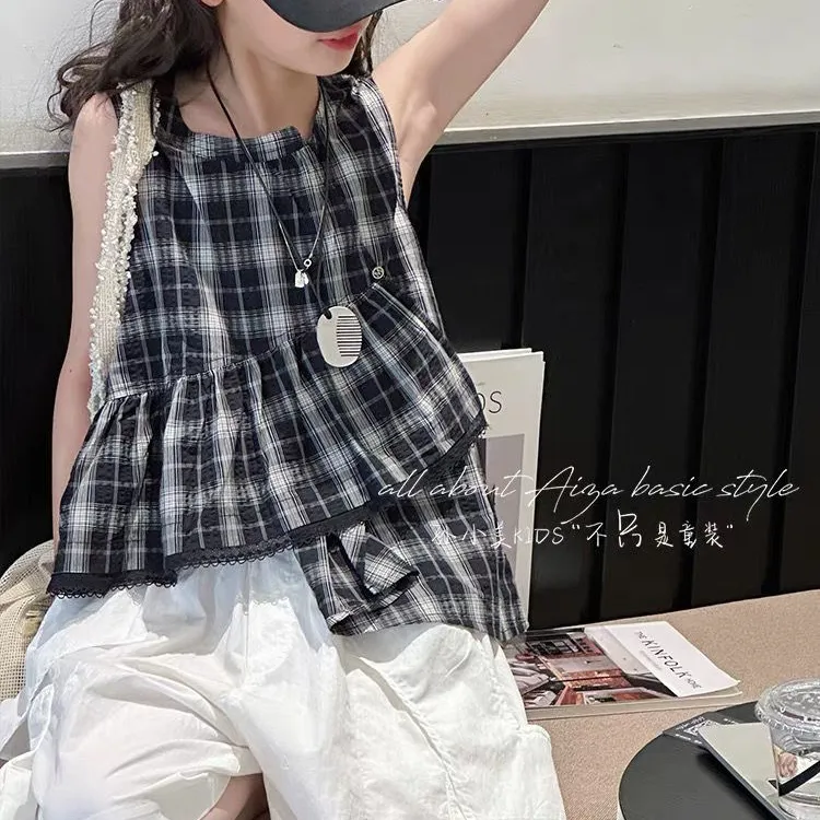 【现货】女童夏装套装2025儿童时髦阔腿裤短袖T恤女孩衣服csc2233
