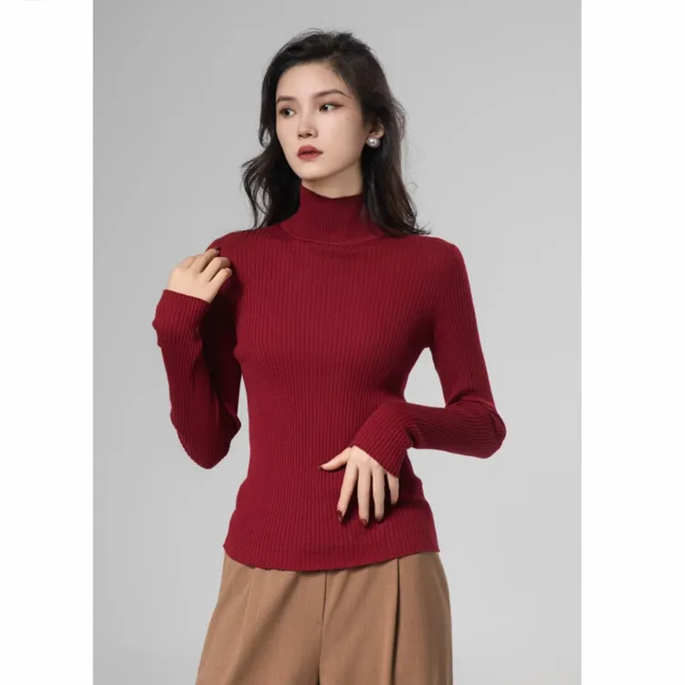AMASS/阿玛施早秋新款品质羊毛简约职场显瘦长袖针织衫女5399640 