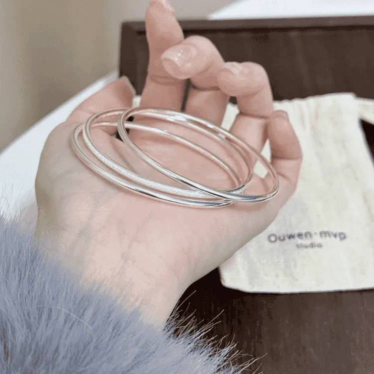 足银手镯 三生三世银手镯女纯银999简约百搭520送女朋友礼物素圈