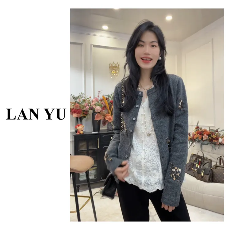 【格雷】小香风高级感灰色开衫大码针织新款女装秋冬季