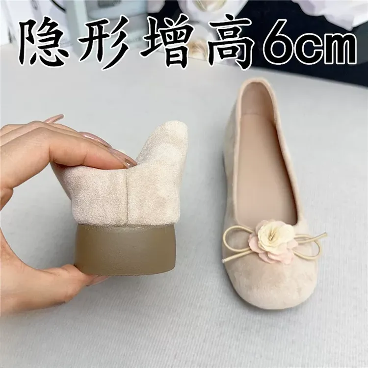 仙女风法式玛丽珍女鞋内增高复古花朵蝴蝶结单鞋温柔超软芭蕾舞鞋