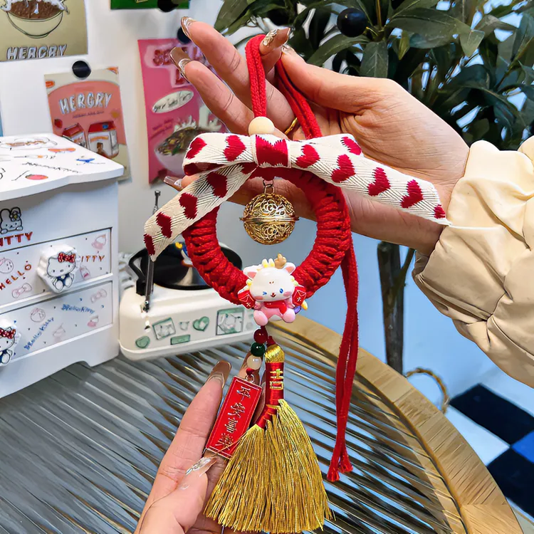 手工编绳diy金色扫把车挂自制作挂饰送爸爸男友礼物材料包圣诞节