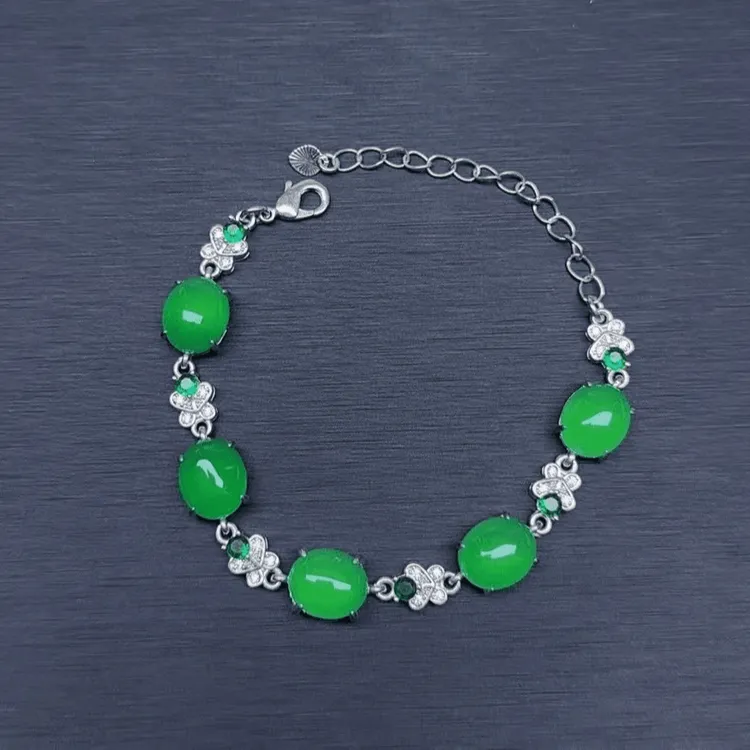 合金手链 豪镶冰绿精致时尚手链（颜色微差纹路随机）