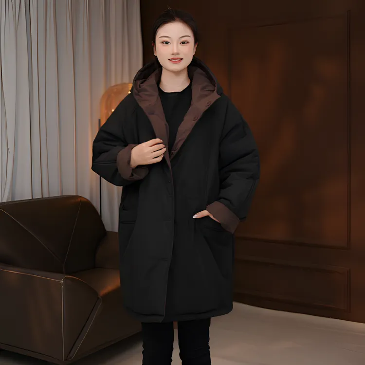 冬季新款双面穿韩版洋气减龄休闲连帽欧韩棉服外套女加厚保暖显瘦