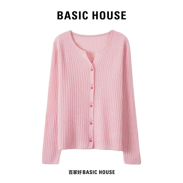 Basic House/百家好2025秋季花纱纹理感设计师款针织衫N852 YY